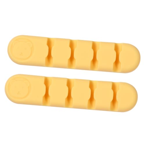 HOUDERCO 2 Stück Selbstklebende Silikon Kabelhalter in Zitronengelb Kabelclips zur Kabelorganisation Am Schreibtisch Rutschfeste Kabelbefestigung für USB und Audiokabel für Büro und von HOUDERCO