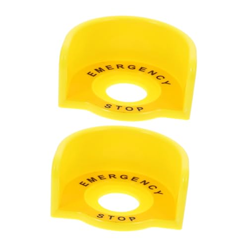 HOUDERCO 2 Stück Teiliges Not aus schalter Schutzabdeckung aus Robustem Kunststoff mit Gelbem Warnring Sicherer Schutz gegen Versehentliches Betätigen Vielseitig Einsetzbar für Werkstatt von HOUDERCO