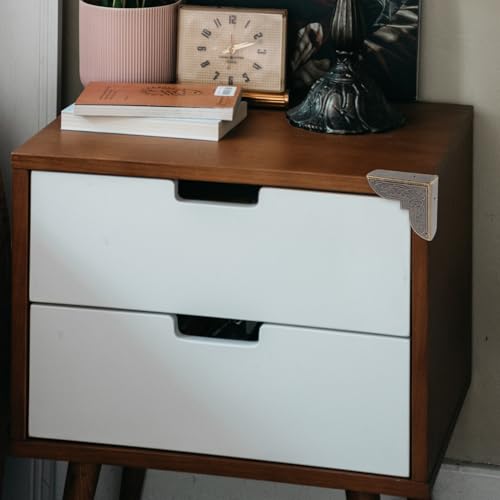 HOUDERCO 20 Stück Teiliges Metall Antik Stil Vintage Box Kantenschutz Schmuckkasten Schutz Dekorative Schutzecken für Holz Geschenkboxen Vielseitig und Einfach zu Montieren von HOUDERCO