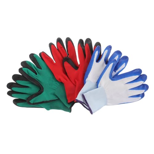 HOUDERCO 3 Paare Gartenhandschuhe für Männer und Frauen Atmungsaktive und Bequeme Arbeitshandschuhe Rot Blau und Grün für Gartenarbeit Bau und von HOUDERCO