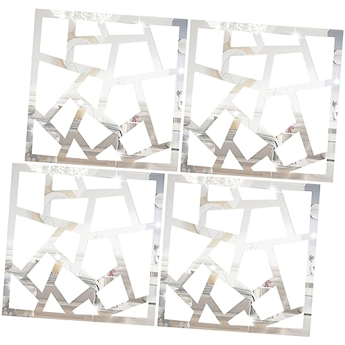 HOUDERCO 4 Stück Spiegel Aufkleber Fliesenaufkleber Klebstoff selbstklebender wandaufkleber selbstklebende Spiegelfliesen wandspiegel DIY-Aufkleber für Spiegeldekor PVC Silber HOUDERCO 4 Stück Spiegel Aufkleber Fliesenaufkleber Klebstoff selbstklebender wandaufkleber selbstklebende Spiegelfliesen wandspiegel DIY-Aufkleber für Spiegeldekor PVC Silber von HOUDERCO