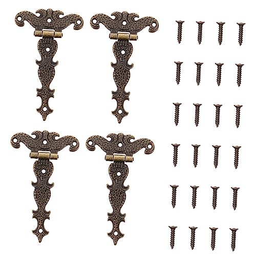 HOUDERCO 4 Stück Teiliges Vintage Möbel Scharniere aus Rostfreiem Zinklegierung Leichte Schrank und Möbelscharniere Stabile Stoßscharniere für Türen Antike Scharniere für Holztüren und von HOUDERCO