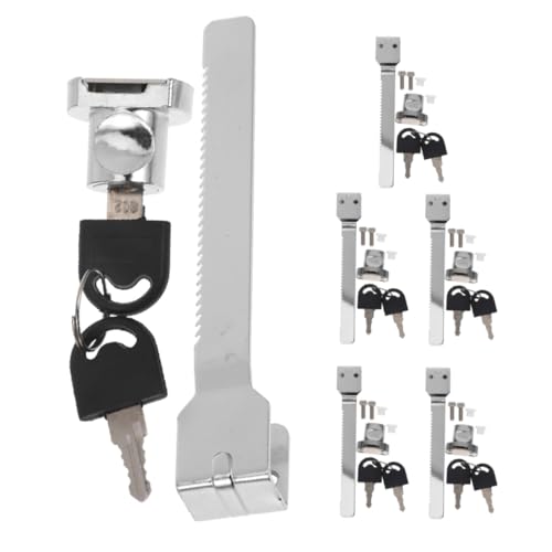 HOUDERCO 6 Sätze Teiliges Glasschiebeschloss für Gefrierschränke Kompatibles Sicherheitsschloss mit Schlüssel Einfach zu Bedienen für Vitrinen und Kühlgeräte Schützende Schrankverriegelung von HOUDERCO