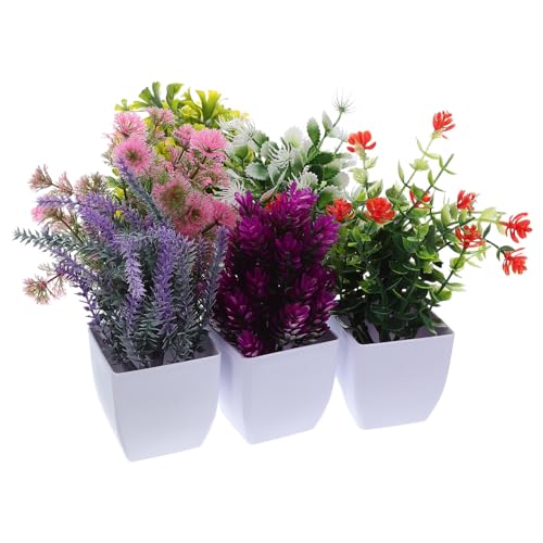 HOUDERCO 6 Stück Teiliges Künstliche Mini Bonsai im Topf aus Kunststoff Langlebige Farbintensive Dekoration für Büro Zuhause Schreibtisch und Outdoor Bereich von HOUDERCO