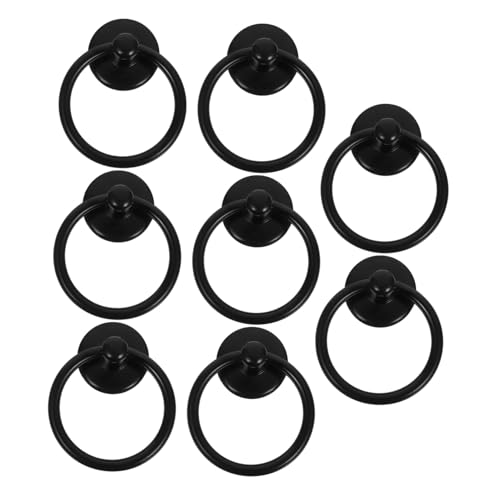 HOUDERCO 8 Stück Teiliges Metallring Schubladengriffe Langlebige Elegante Möbelschrankgriffe mit Glatter Oberfläche Dekorative Möbelbeschläge für Küchenschränke und Kommoden Schwarz von HOUDERCO