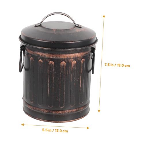 HOUDERCO Eisen Ascheeimer mit Deckel und Tragegriff Hitzebeständig für Kamin Grill und Feuerstelle Leichter Glut Aschebehälter für Küche und Camping Multifunktionaler Vintage Eimer von HOUDERCO
