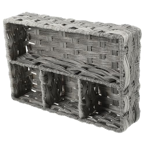 HOUDERCO Geflochtener Organizer mit Fächern aus Robustem Metallrahmen Vielseitige Aufbewahrungsbox für Badezimmer Kosmetik Schreibtisch und Küchenbedarf Graue Desktop box HOUDERCO Geflochtener Organizer mit Fächern aus Robustem Metallrahmen Vielseitige Aufbewahrungsbox für Badezimmer Kosmetik Schreibtisch und Küchenbedarf Graue Desktop box von HOUDERCO