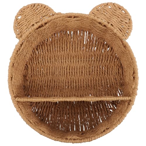HOUDERCO Gewebtes Rattan Wandregal Organizer für Schlafzimmer und Wohnzimmer Platzsparend Dekorativ mit Natürlichen Details von HOUDERCO