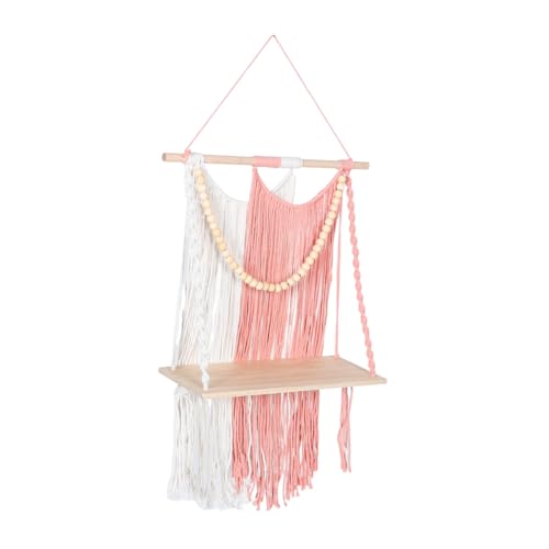 HOUDERCO Boho Makramee Wandregal Handgewebt Mit Quasten Dekoratives Hängeregal Für Pflanzen Und Fotos Vintage Wanddeko Für Wohnzimmer Schlafzimmer Und Kreative Räume von HOUDERCO