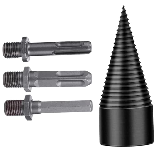 HOUDERCO Holzspalter Bohrer mit Verlängerungen aus Hochwertigem Stahl Rutschfeste Nut Spitze Spitze für Effizientes Brennholz Spalten Kompatibel mit Elektroschraubern von HOUDERCO