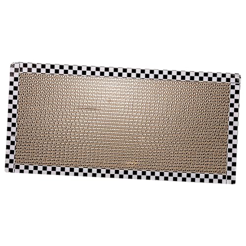 HOUDERCO Katzen Kratzbrett aus Robustem Wellpappe Kratzmatte für Innen Katzen Entspannend und Aktivierend Gelb Kariert Verschleißfest und Kratzfest von HOUDERCO