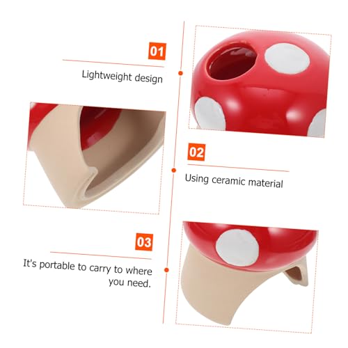 HOUDERCO Keramik Hamsterversteck Rot Pilzform Langlebiges Kleintier Nest für Zwerghamster und Kleine Haustiere Robust Pflegeleicht Geeignet als Schlafplatz und Rückzugsort von HOUDERCO