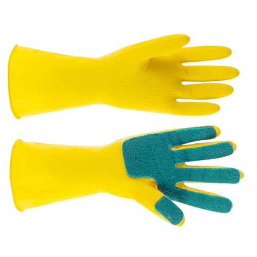 HOUDERCO Latex Handschuhe mit Schwammpad Wiederverwendbar Wasser Ölresistent Vielseitig für Küche Geschirrspülen Gartenarbeit Auto Haustierpflege Komfortabel und Langlebig von HOUDERCO