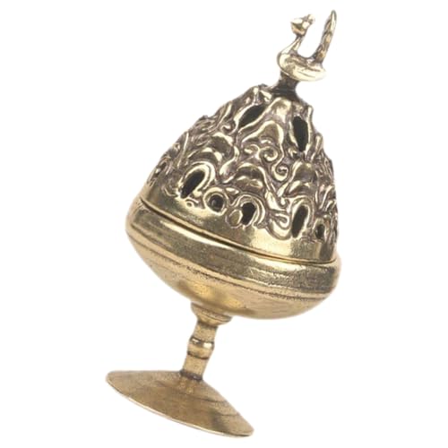 HOUDERCO Messing Räuchergefäß Vintage Stil Dekorativer Tisch Räucherstäbchenhalter Langlebiger Messing Duftbrenner Edles Wohnaccessoire für Entspannende Atmosphäre für Zuhause und Freunde von HOUDERCO
