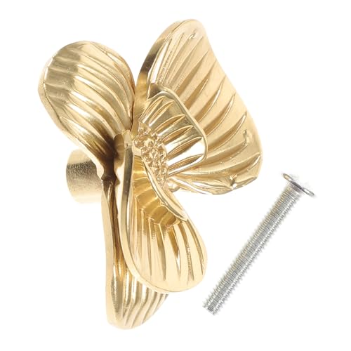 HOUDERCO Messing möbelgriff Blütenblatt design Langlebiger Schrankgriff für Küche Kommode Vintage Moderne Möbel Geeignet Robustes Zubehör für Schrank und Kleiderschrank von HOUDERCO