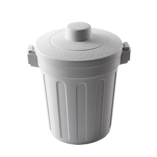 HOUDERCO Mini Schreibtisch Mülleimer mit Klappdeckel Kompakter Kunststoff Abfallbehälter mit Deckel für Zuhause und Büro Leichter Grauer Tischabfalleimer für Wohnzimmer und Küche von HOUDERCO