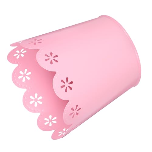 HOUDERCO Runder Eiseneimer aus Spitze kleiner Mülleimer Mini-Mülleimer für das Schlafzimmer Mini-Schreibtisch-Mülleimer Beluga Mülleimer aus Metall Blumentopf-Mülleimer Tischmüll kann Rosa von HOUDERCO