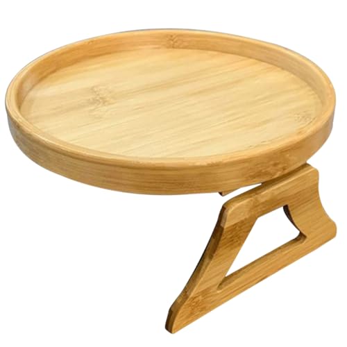 HOUDERCO Rundes Sofa-armlehnen-tablett Aus Holz Klappbare Beine Zum Anklipsen Couch-snacktablett Für Zuhause Schlafzimmer Und Sofa von HOUDERCO