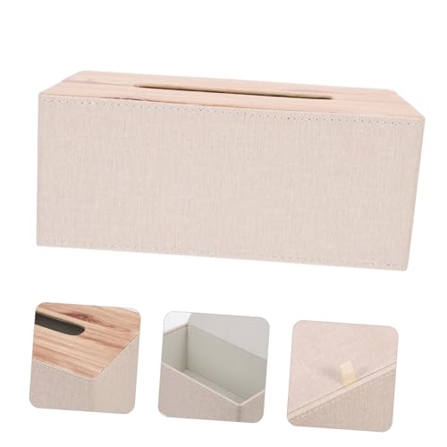 HOUDERCO Tissue Box Cover aus Hochwertigem PU Rechteckiger Taschentuchspender für Wohnzimmer Badezimmer und Schreibtisch Eleganter Aufbewahrungsbehälter für Papiertücher und Servietten von HOUDERCO