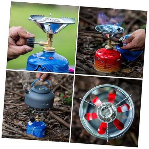 HOUDERCO Tragbarer Campingkocher Brenner aus Edelstahl mit Windschutz Integriertem Dichtungsring Kupferner Regenschutz und Hochenergie zündung Stabiles Design für Outdoor Picknick und von HOUDERCO