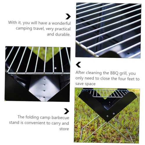 HOUDERCO Tragbarer Faltbarer Holzkohlegrill Bbq Rack Klappbarer Camping Grillrost mit Belüftungslöchern Platzsparend und Langlebig für Outdoor Grillen und Campingausflüge von HOUDERCO