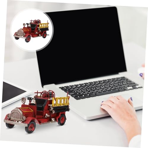 HOUDERCO Wrought Iron Car Model Feuerwehr Löschfahrzeug Miniatur Retro Vintage Dekoration für Zuhause Büro Kreatives Geschenk für Feuerwehrmann Sammler von HOUDERCO