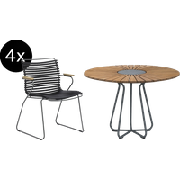 HOUE - Bundle 4x Click Armlehnstuhl mit Niedriger Lehne Schwarz Circle Tisch 110cm von HOUE