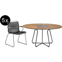 HOUE - Bundle 5x Click Armlehnstuhl mit Niedriger Lehne Schwarz Circle Tisch 150cm von HOUE