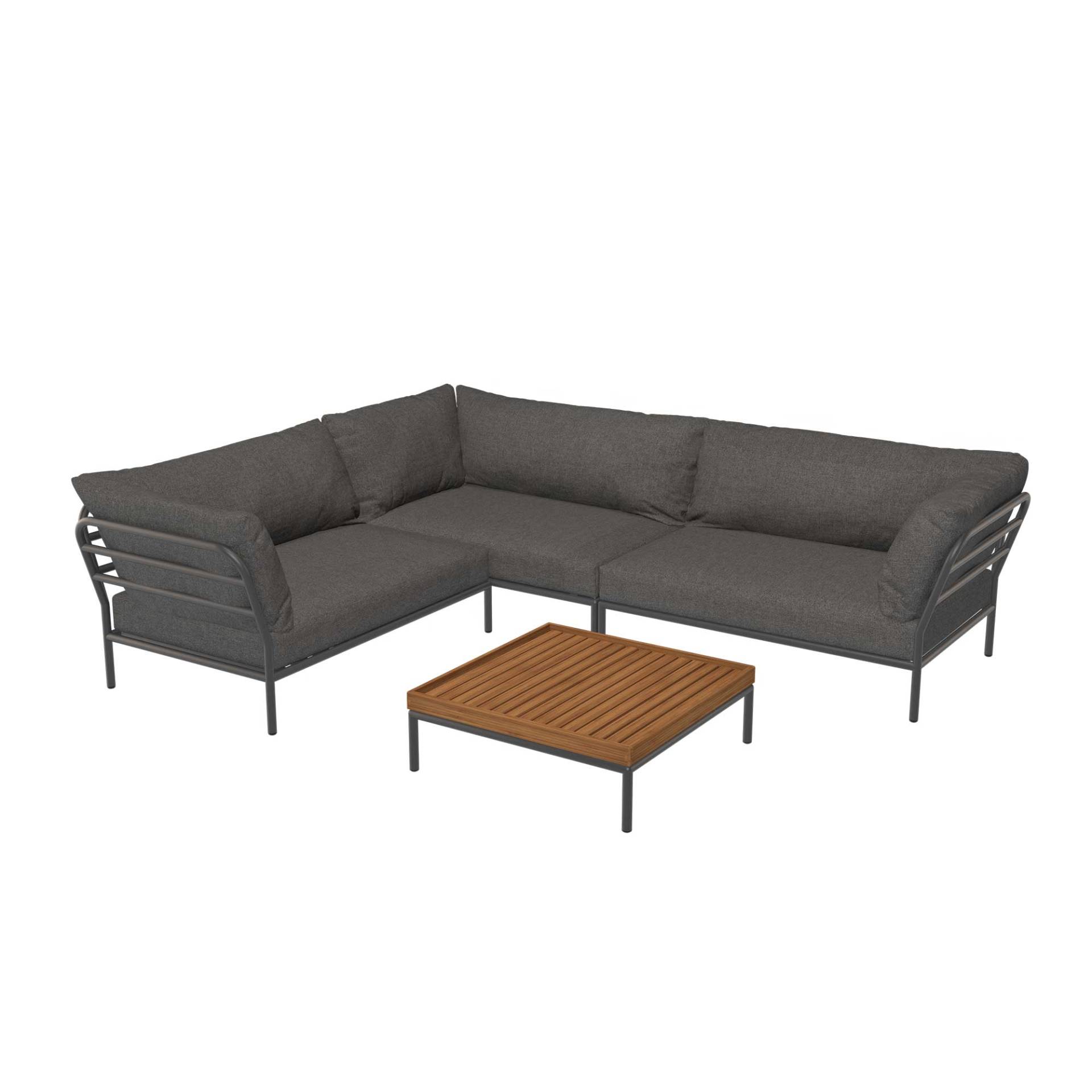 HOUE - Level 2 Loungeset 7 Gestell dunkelgrau - dunkelgrau basic/Sunbrella Heritage (50% Acryl recycelt, 47% Acryl, 3% Polyester)/Gestell Aluminium... von HOUE