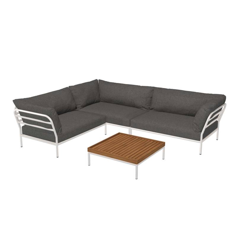 HOUE - Level 2 Loungeset 7 Gestell muted white - dunkelgrau basic/Sunbrella Heritage (50% Acryl recycelt, 47% Acryl, 3% Polyester)/Gestell Aluminium.. von HOUE