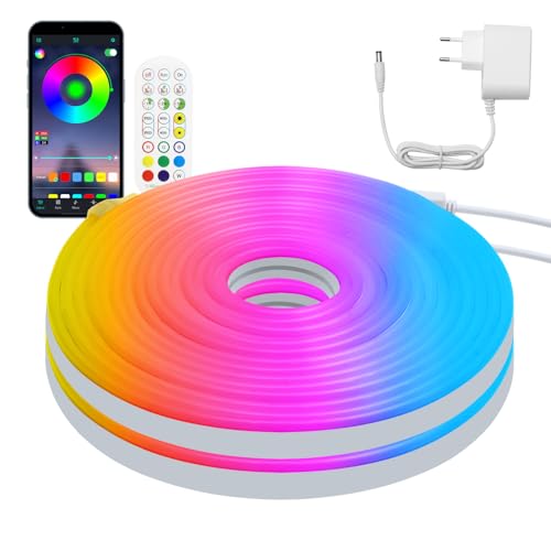 HOUHUI Neon Streifen Lichter,3m Musik Synch RGB LED Neon Strip,IP67 Wasserdichte Neon LED Streifen, DIY Design Flexible Neon Lichter für Schlafzimmer, Spielzimmer,Wohnzimmer HOUHUI Neon Streifen Lichter,3m Musik Synch RGB LED Neon Strip,IP67 Wasserdichte Neon LED Streifen, DIY Design Flexible Neon Lichter für Schlafzimmer, Spielzimmer,Wohnzimmer von HOUHUI