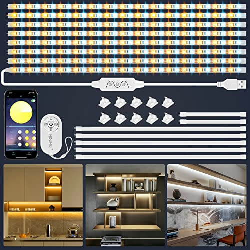 LED Streifen 4m, LED Strip Dimmbar 2700K Warmweiß &4500K Tageslicht Weiß& 6500K Kaltweiß lichtband,DIY 8X50cm 5V USB LED Streifen mit RF Fernbedienung für Schrank, Arbeitszimmer,Küche,Schlafzimmer von HOUHUI