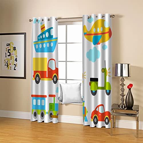 HOUKAI Gardinen Blickdichter 200x160Cm 2Er Set Vorhang Verdunkelung Mit Ösen Für Schlafzimmer Wohnzimmer, 3D Cartoon Auto Vorhang Kinderzimmer, Gardinen Junge, Vorhänge Für Kinder Mädchen von HOUKAI