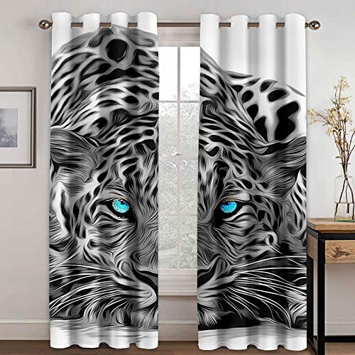 HOUKAI Vorhänge Blickdicht Mit Ösen 2 Set 264x240 cm Vorhang Thermo Gardinen Für Schlafzimmer 3D Kunst Leopard Verdunklung Für Wohnzimmer, Verdunklungsgardine, Drucken Curtains Deko, Modern von HOUKAI