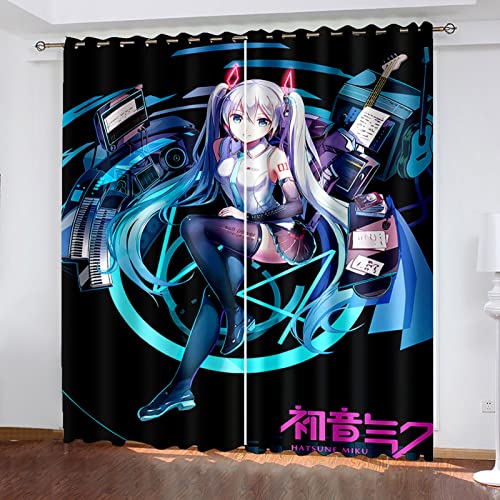 HOUKAI Vorhänge Blickdicht Mit Ösen 2 Set 3D Niedliches Anime-Mädchen Gardinen Blickdichte, Vorhang, Drucken Curtains Schlafzimmer Wohnzimmer Deko 200x160 cm Verdunklungsgardine Verdunklungsvorhänge von HOUKAI