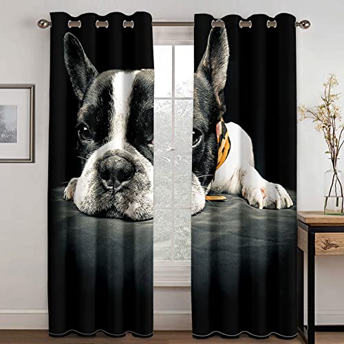 HOUKAI Vorhänge Blickdicht Mit Ösen 2 Set 3D Tier Hund Porträt Gardinen Blickdichte, Vorhang, Drucken Curtains Schlafzimmer Wohnzimmer Deko 200x160 cm Verdunklungsgardine Verdunklungsvorhänge von HOUKAI
