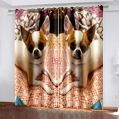 HOUKAI Vorhänge Mit Ösen 2Er Set 3D Modisch Kreativer Hund Vorhänge Muster Vorhang Blickdicht 140x200 cm Verdunkelung Drucken Verdunklungsvorhänge 2Er Set Für Deko Wohnzimmer Modern Schlafzimmer von HOUKAI