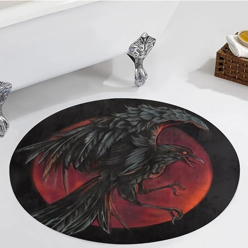 Wikinger 3D-Druck Raven Area Rug, Nordische Rutschfest Und Waschbar Runde Teppiche, Flauschig Weich Gemütlicher Flanell Bodenteppich für Wohnzimmer Und Schlafzimmer ( Color : Carpet A , Size : 90x90cm Wikinger 3D-Druck Raven Area Rug, Nordische Rutschfest Und Waschbar Runde Teppiche, Flauschig Weich Gemütlicher Flanell Bodenteppich für Wohnzimmer Und Schlafzimmer ( Color : Carpet A , Size : 90x90cm von HOUKIG
