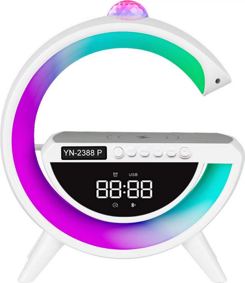 HOUROC Wecker Bluetooth Lautsprecher mit Wecker,Dimmbare LED Tischlampe Alarm Clock Nachtlicht Lampe mit Wireless Charger von HOUROC