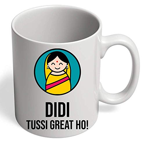 HOURRUIYU HOM Kaffeetasse mit Rakhi Rakshabandhan Raksha Bandhan Geschenk für Schwester Didi Tussi Great Ho Punjabi Schwester Geburtstagsgeschenk von Brother Indian 325 ml weiße Keramik-Kaffeetasse von HOURRUIYU