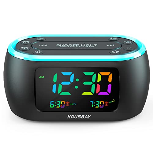 HOUSBAY 3-in-1-Wecker für Schlafzimmer, Radiowecker und Nachtlicht, Regenbogen-Ziffer, Dual-Alarm, kleiner Radiowecker für Kinder, Jugendliche HOUSBAY 3-in-1-Wecker für Schlafzimmer, Radiowecker und Nachtlicht, Regenbogen-Ziffer, Dual-Alarm, kleiner Radiowecker für Kinder, Jugendliche von HOUSBAY