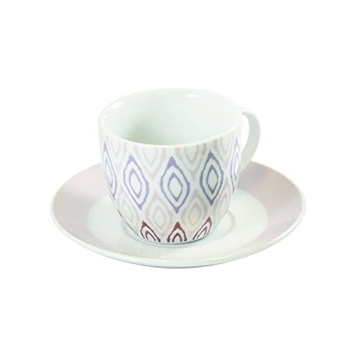 HOUSE COLLECTION LINEA RABAT - Kaffee-Set Rosa, 6-teilig mit Untertasse (HSC1865) von HOUSE COLLECTION