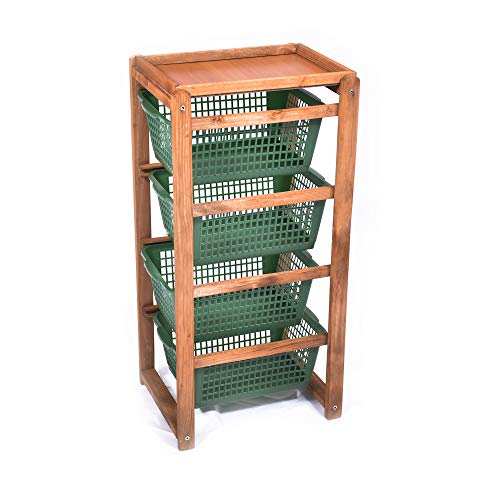 HOUSE COLLECTION Platzsparender Rollwagen, Küche, Dunkles Naturholz, 4 Körbe aus Polypropylen, Obstkorb 38 x 32 x 82 h HOUSE COLLECTION Platzsparender Rollwagen, Küche, Dunkles Naturholz, 4 Körbe aus Polypropylen, Obstkorb 38 x 32 x 82 h von HOUSE COLLECTION