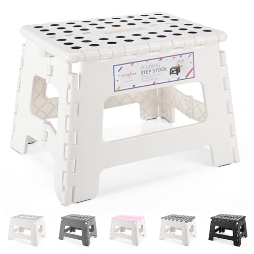 HOUSE DAY 22 cm Faltbarer Hocker für Kinder – Tritthocker für Kinder faltbar Kunststoff Klappstuhl Hocker Hocker Schritt Hocker für Kinder (weiß) von HOUSE DAY