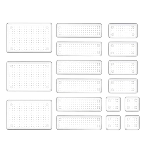 HOUSE DAY 17 Stück Schubladen Organizer mit 4 Größen, Schminktisch Organizer für Makeup, Küchen, Bad, Büro von HOUSE DAY