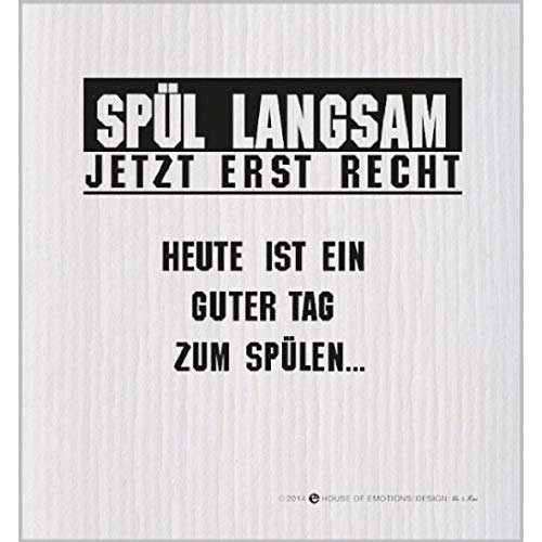 House of Emotions Spüllappen, Spül Langsam, Schwarz, Buchstabenmuster, 20,5cm x 22cm, 20 Stück, Cellulose, Baumwolle von HOUSE OF EMOTIONS