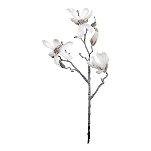 HOUSE OF SEASONS Magnolia White flocked-l43 cm künstliche Blumen, Mehrfarbig, einzigartig von HOUSE OF SEASONS