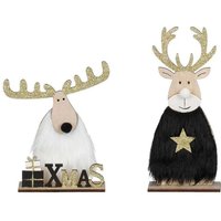 Dekoration Hirsch schwarz/weiß 5 x 15 x 18 cm Figur - House Of Seasons von HOUSE OF SEASONS