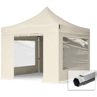 3x3 m Faltpavillon professional Alu 40mm, Seitenteile mit Panoramafenstern, creme von HOUSE OF TENTS