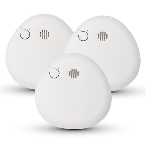 Housegard Pebble Rauchmelder |3 Stück | SA700 | Skandinavisches Design | Feuermelder mit austauschbarer 9V Block-Batterie|DIN EN 14604 Zertifiziert|Testtaste von HOUSEGARD Safety for life